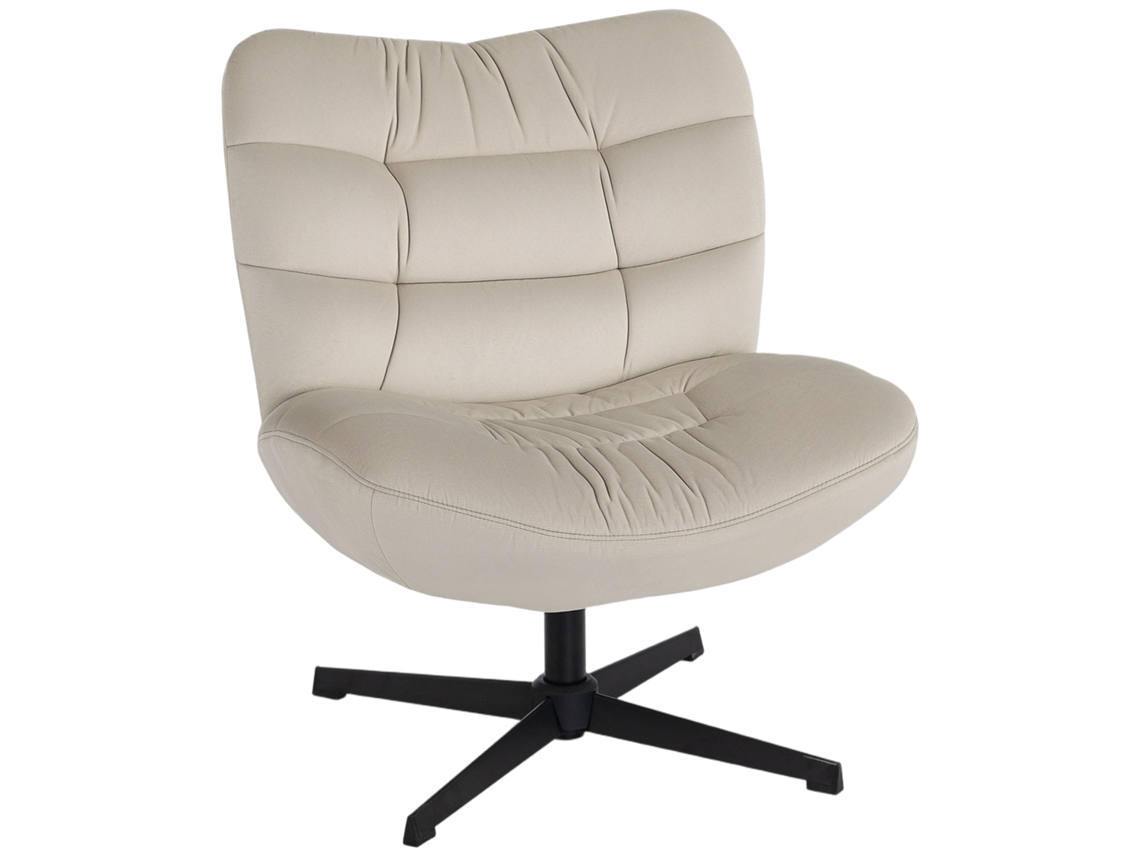 Poltrona Giratória para Sala de Estar em Chenille sem Braços com Encosto Largo 70x80x82cm cor Creme BTFORUS