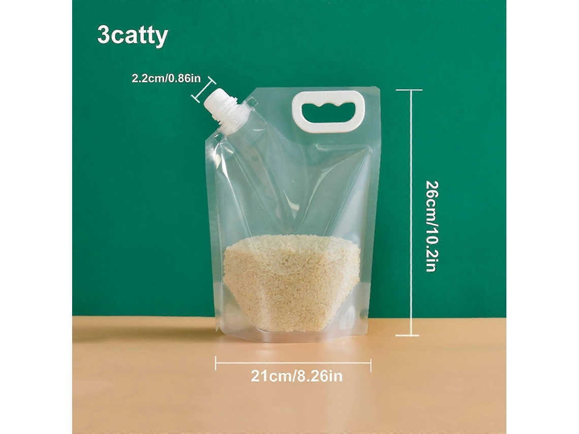 10 Saco Hermético Impermeável para Grãos com Bico, Saco Transparente de Armazenamento 1,5l