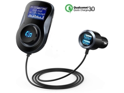 Transmissor Fm Bluetooth Yizhood Bc30 5 Em 1 Dual Usb Tela Grande Preto