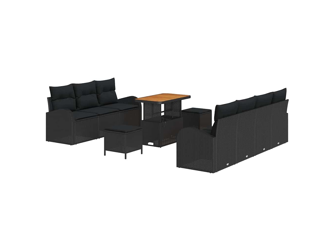 Maison Exclusive - Conjunto De Sofá De Jardim Com Almofada 10 Pcs Preto