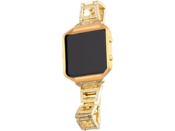 Pulseira De Reposição Em Liga Metálica Com Strass Para Smartwatch, Acessório Durável Na Cor Doura Gokoco