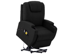 Vidaxl Poltrona Massagens Elevatória Couro Artificial Preto