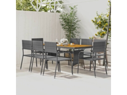 Vidaxl 9 Pcs Conjunto De Jantar Para Exterior Vime Pe Cinzento