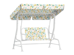 Dondolo Per Bambini Da Esterno A 2 Posti Con Tettuccio Regolabile E Cinture Di Sicurezza, 112x75x120 Cm, Bianco
