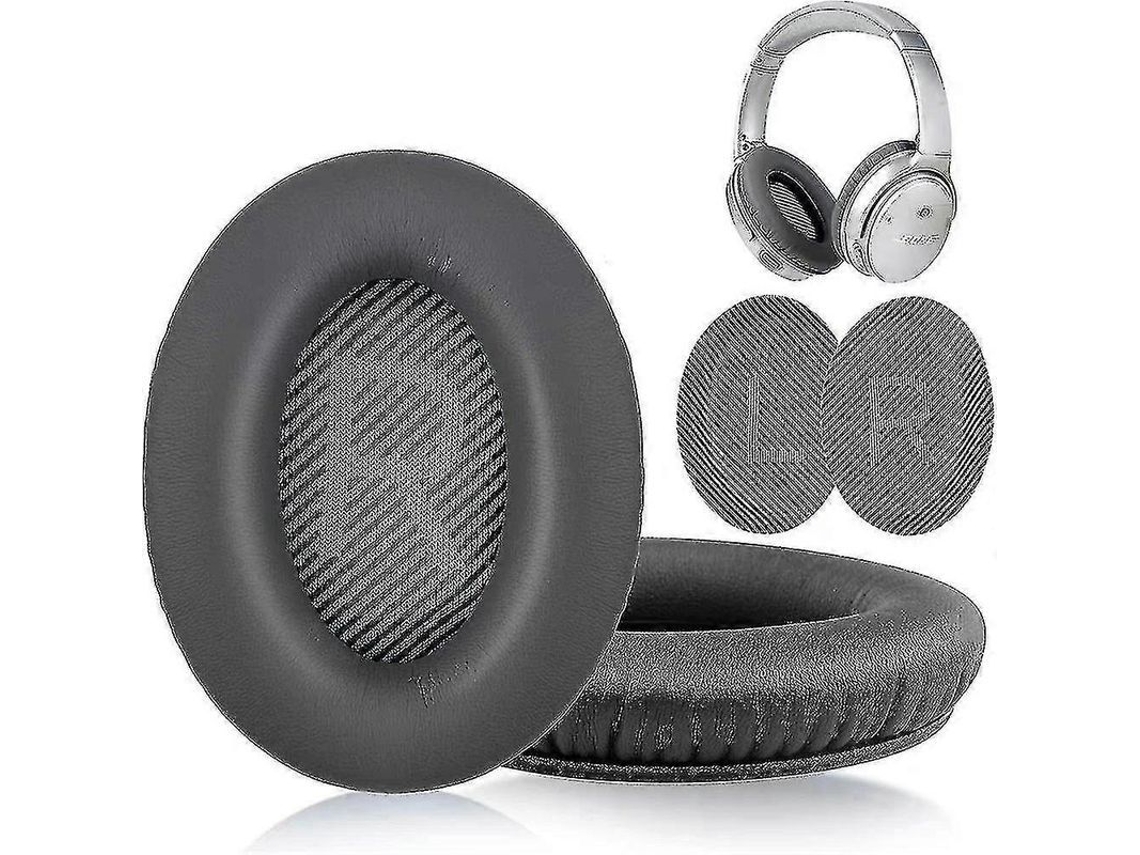 Almofadas de Couro YURU, Para Fones Bose Qc35/25/15, Couro Falso, Cinza Escuro