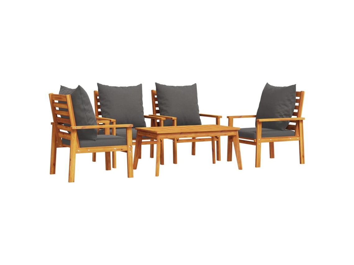 Conjunto de 5 Garden Lounge com Almofadões Acácia Maciça MAISON EXCLUSIVE
