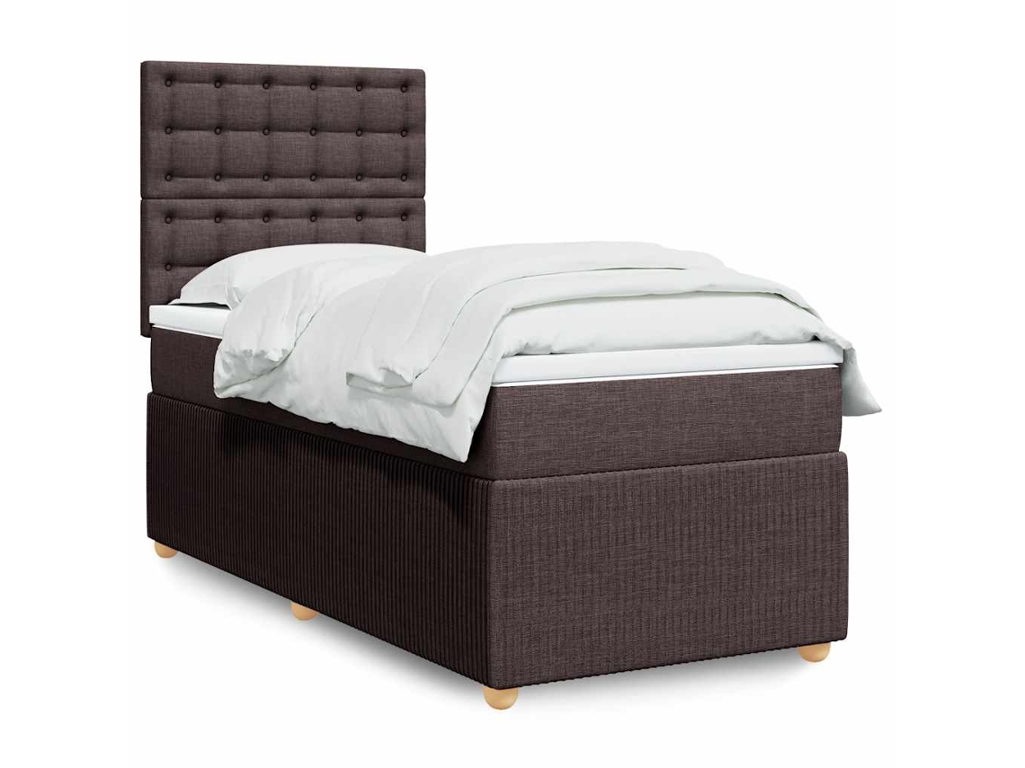 Vidaxl Cama Com Molas/colchão 90x190 Cm Tecido Castanho-escuro