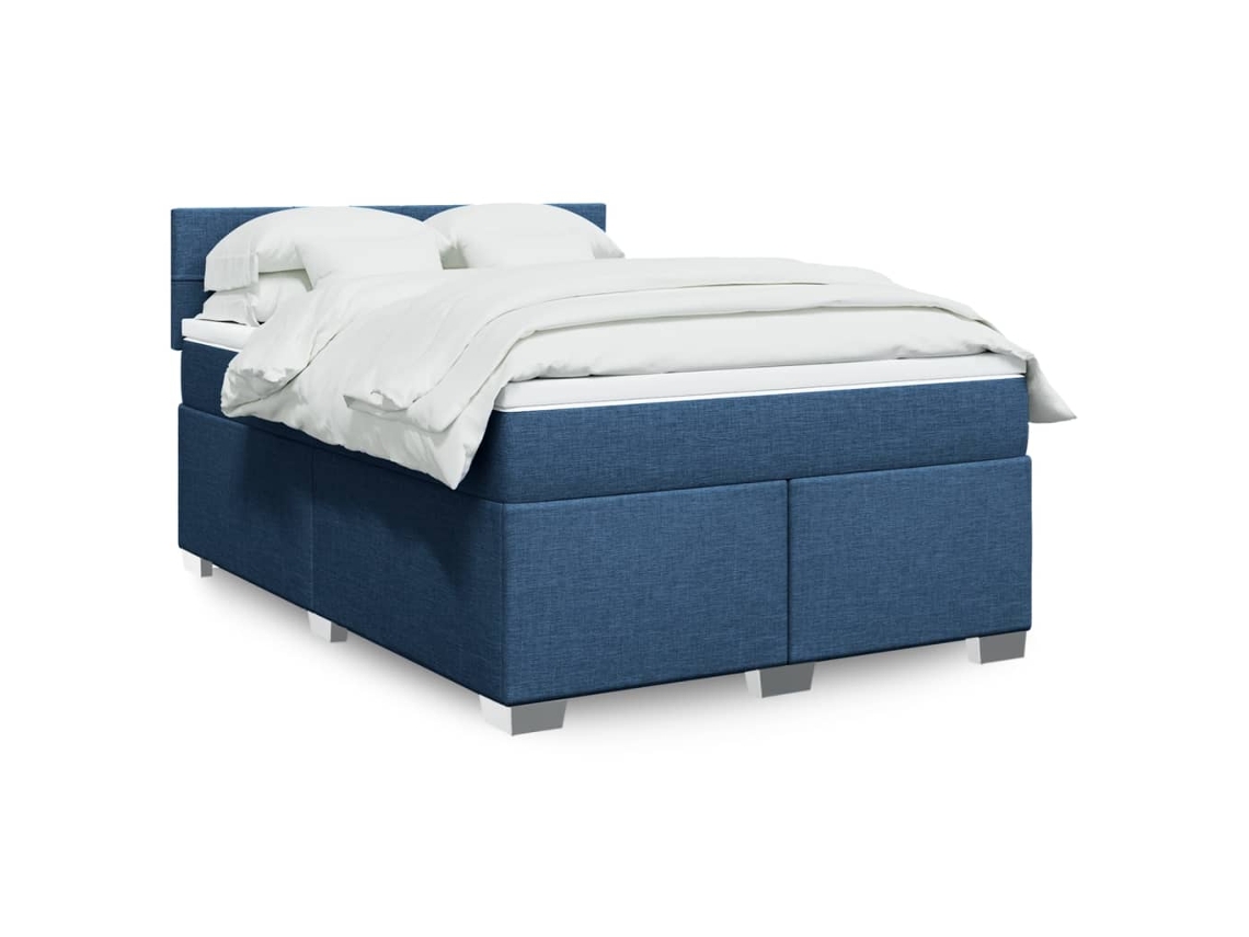 Vidaxl Cama Com Molas/colchão 140x200 Cm Tecido Azul