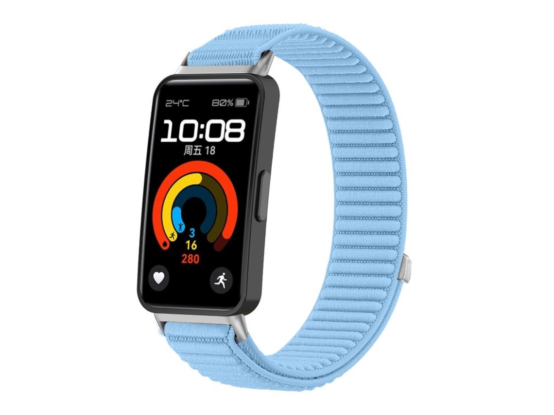Bracelete para Honor Band 10 / 9 nylon trançado com fecho de velcro interface metálica azul ilha XIAOMOYU
