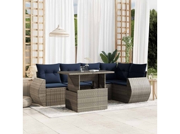 Vidaxl Conjunto De Sofá De Jardim Com 6 Peças E Almofadas Em Rattan Sintético Cinza