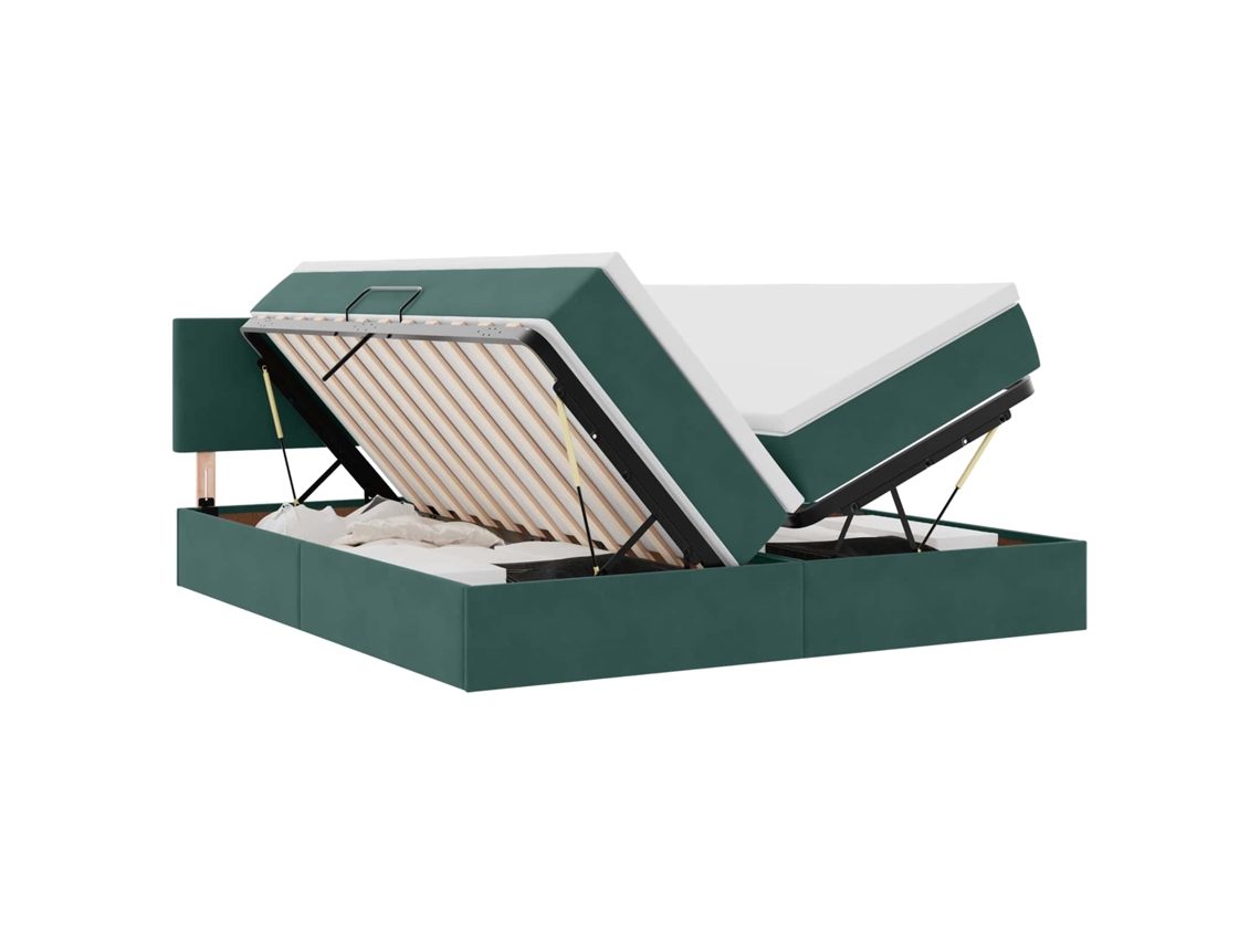 SYFAX™ Cama com Armazenamento com Colchão Verde Escuro 90 X 200 Cm