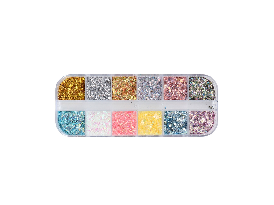 Laminas Holográficas De Uñas 12 Cuadrículas Laminas Glitter Secuencias Confeti Para Decoración De Uñas