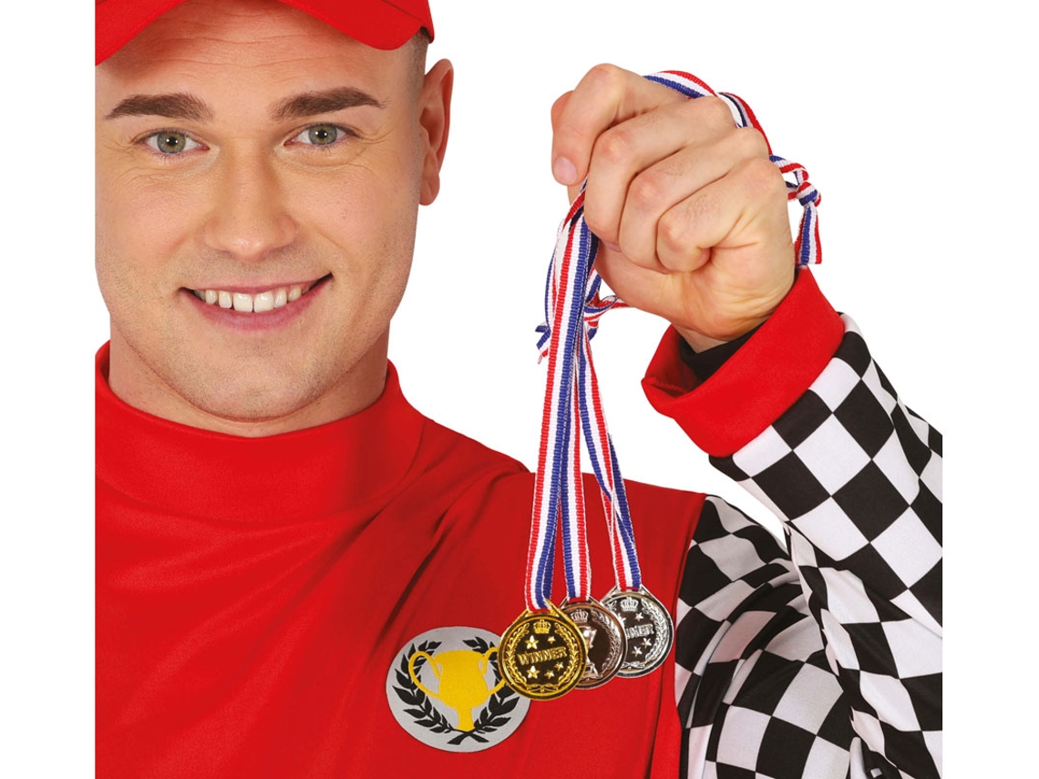 Pacote de 3 medalhas Bronze, prata e ouro, 4 cm