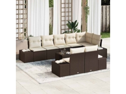 Vidaxl Conjunto De Sofá De Jardim 9 Unid. Marrom E Creme