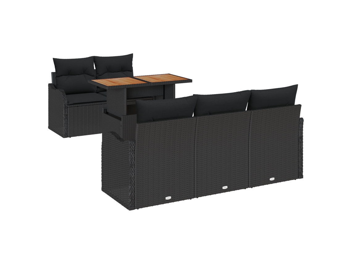 Conjunto 6 Móveis De Jardim Vidaxl Preto Vime Pe (100 X 55 X 73 Cm)