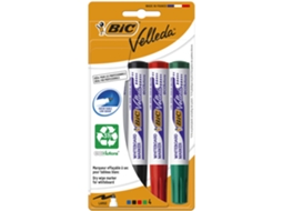 Marcador Velleda Permanente De Tinta Azul, Preta, Vermelha E Verde Bic