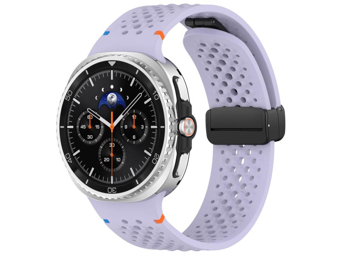 Bracelete para Samsung Galaxy Watch 8 / 8 Classic Silicone Respirável com Padrão Colmeia e Fivela Magnética Preta Roxa Oficial XIAOMOYU