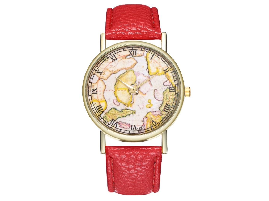 Relógio de quartzo elegante e moderno para homens/mulheres, ideal para presente (vermelho)