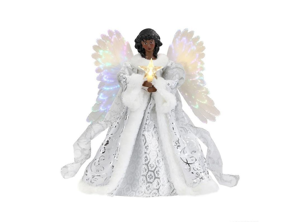 Pendente De Anjo Para Topo De Árvore De Natal Com Luzes Led Usb 2m Material Acrílico 25x25cm A