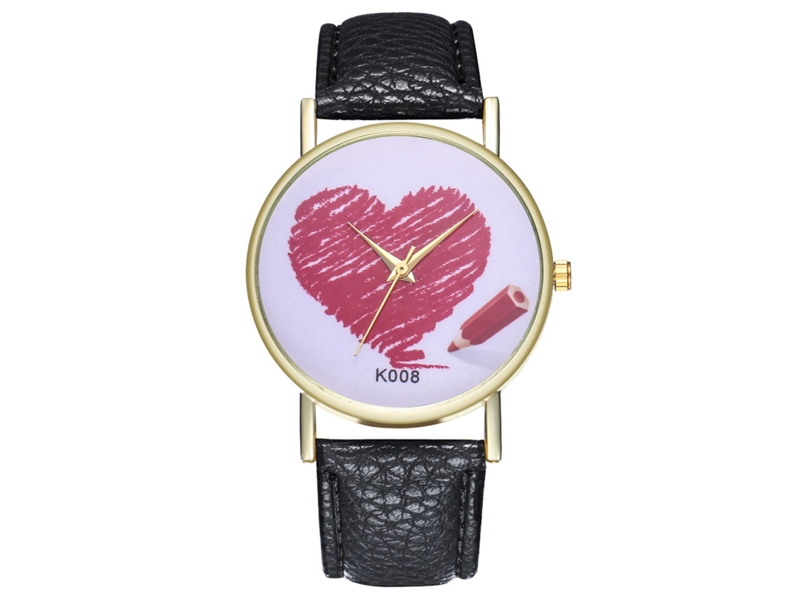 Reloj De Cuarzo De Cuero Pu Zhoulianfa Para Pareja Con Diseño Love Simple (negro)
