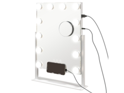 Espelho de Maquilhagem Estilo Hollywood com Luzes 12 Lâmpadas Led 3 Modos de Iluminação e Entrada Usb 36.5x8.5x45.5cm Branco