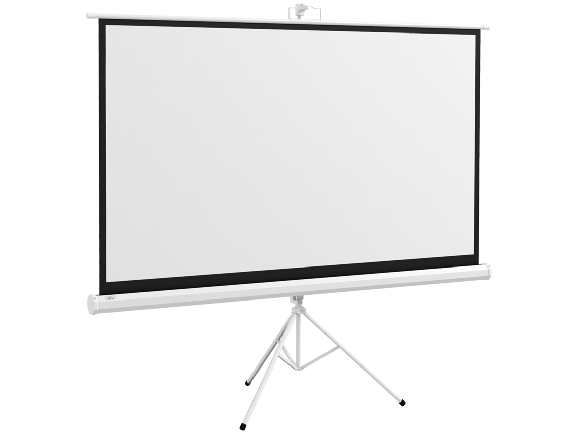 Folha Projetor, Com Tripé Ajustável, Em Plástico E Metal, Branco, 84 Polegadas, 200 X 8 X 118 Cm
