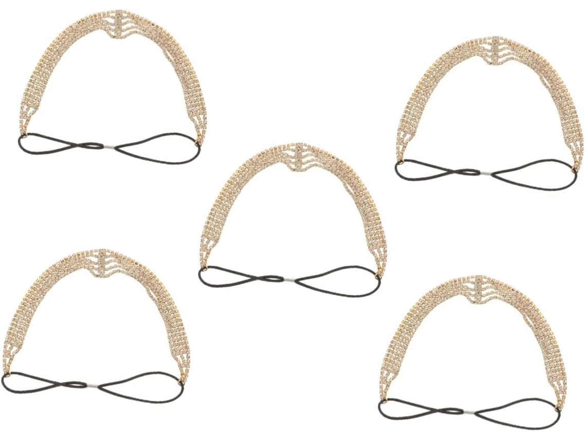 Conjunto De 5 Peças De Tiara Elástica Com Strass Em Várias Camadas Para Casamento, Acessórios E Decoração.