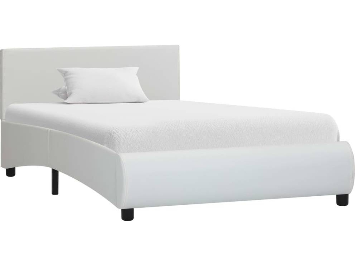 Bed Frame, Bed Frames Vidaxl Branco Couro Artificial (100 X 200 Cm)