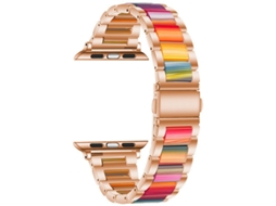 Pulseira League em metal e resina para Apple Watch, Huawei GT6, Xiaomi Mi Band 10 Pro, Redmi Watch, cor Ouro Rosa Arco