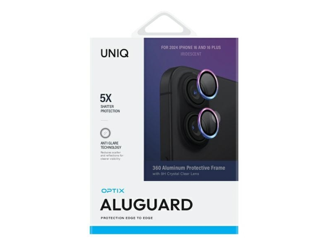 Protector de Lente Aplicador Iridescente para iPhone 16 UNIQ Alumínio Multicor
