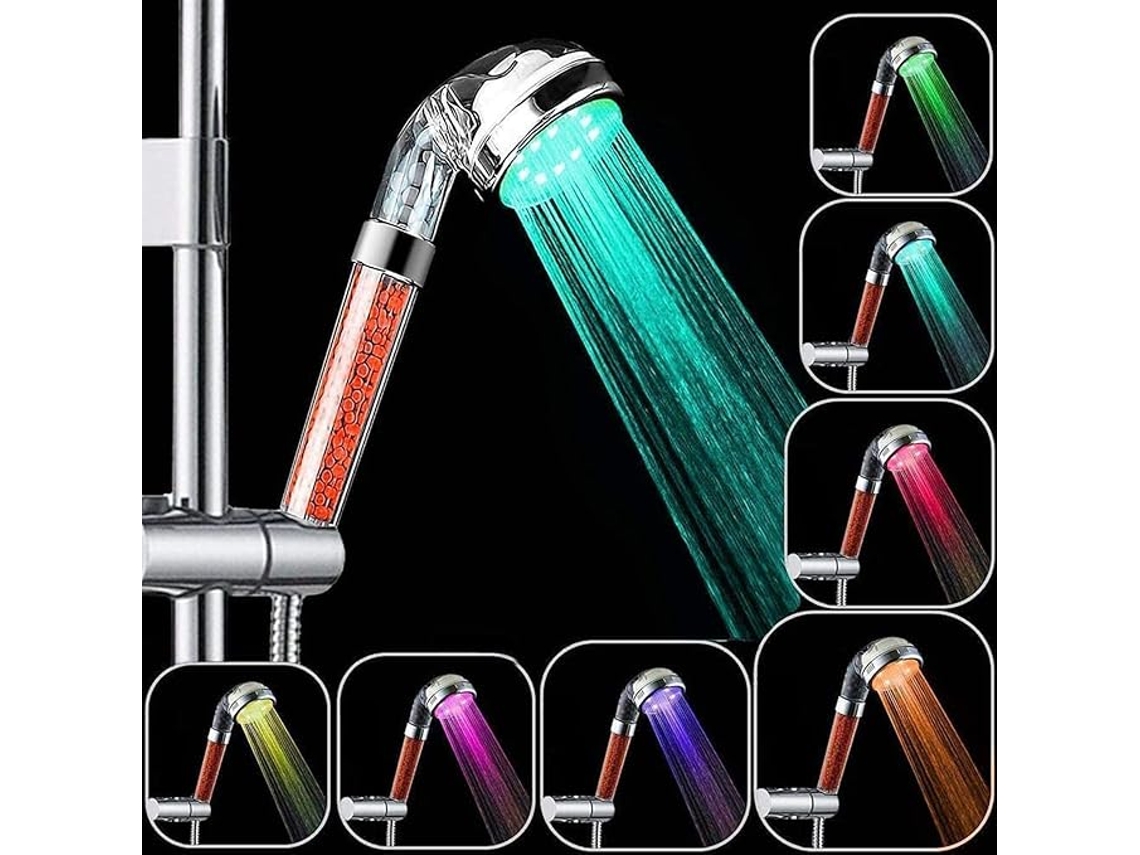Lurelia Chuveiro Manual Led Abs 8 Cm 7 Cores Alta Pressão Economia De Água Filtragem
