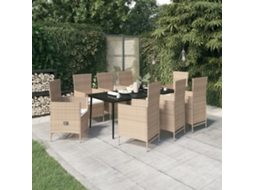 Vidaxl 9 Pcs Conjunto De Jantar Para Jardim Com Almofadões Bege