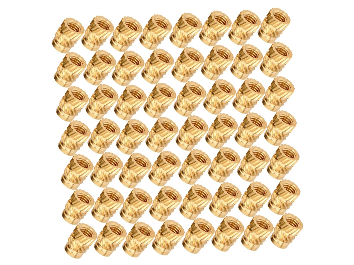 100 Porcas De Inserção Recartilhadas Em Cobre Dourado Resistentes Ao