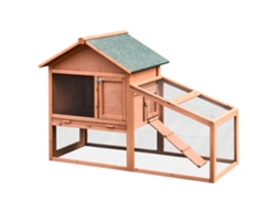 Casa para Coelhos de Madeira Coelheira para Exterior Teto de Tela de Asfáltica 144x64,5x100 Cm Madeira LAMAISON