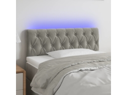 Vidaxl Cabeceira de Cama C/ Luzes Led Veludo 100x7x78/88cm Cinza claro