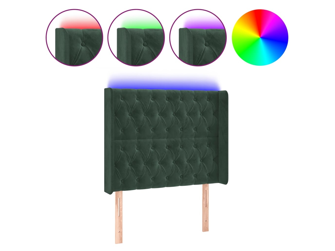 Led Headboard, Led Headboards Vidaxl Verde Veludo (93 X 16 X 118/128 Cm)