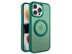 Suporte Casa Para Iphone 14 Pro Pele Sintética Magnética Verde