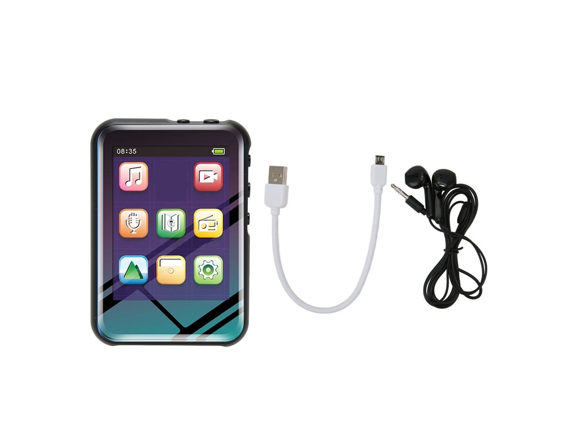 Reprodutor MP3 MP4 Bluetooth 4.0, 16GB, tela 2.4 polegadas, com FM, gravação, leitura de ebooks Preto | S/MARCA