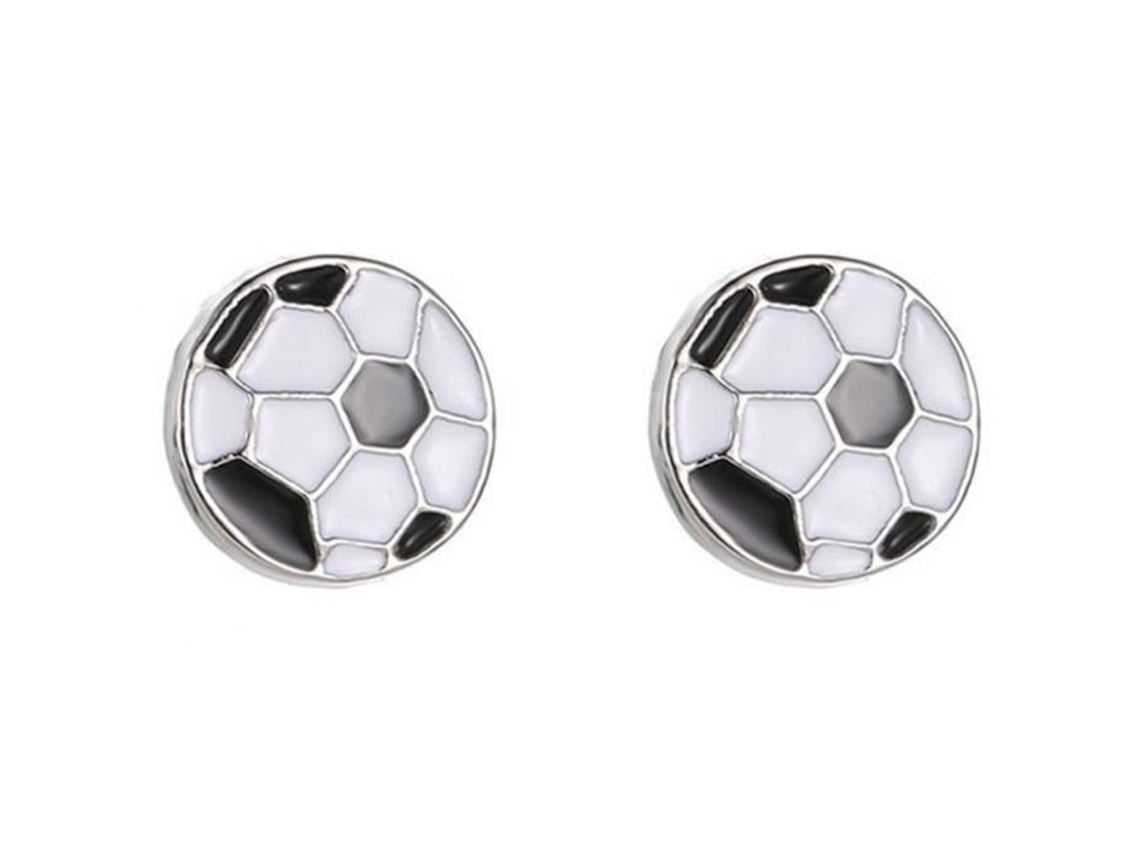 Brinco De Orelha Forma De Futebol Decoração De Grade Preto Branco