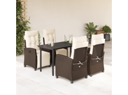 Pcs Conjunto Jantar P/ Jardim C/ Almofadões Vime Pe Marrom Dkd Home Decor