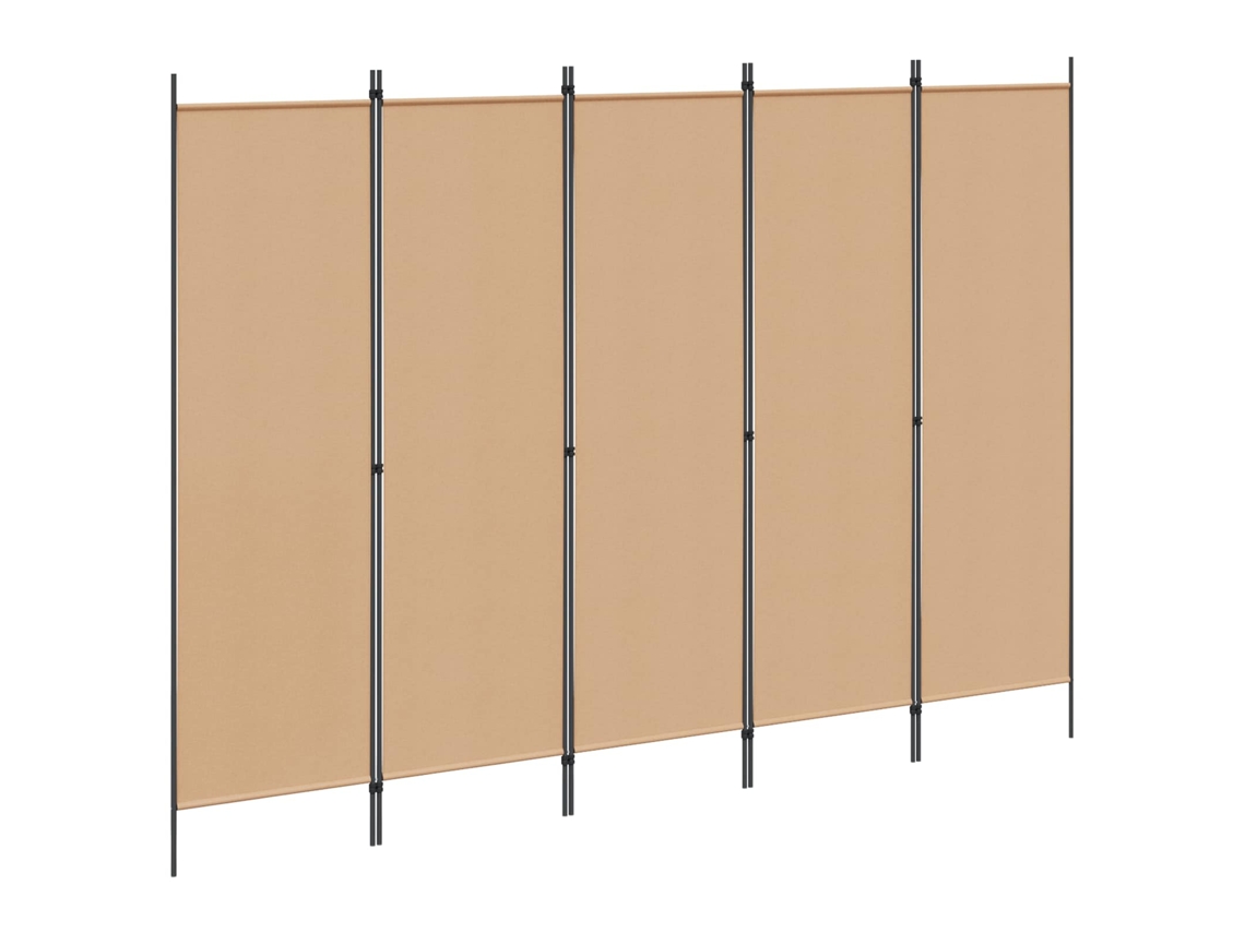 Vidaxl Divisória De 5 Painéis Bege 250 X 180 Cm Tecido