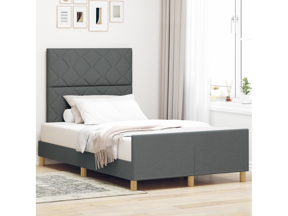 Cama Cinza Escuro 120x200 Cm Em Tecido