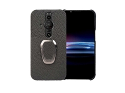 Capa De Couro Com Textura De Lichia Para Sony Xperia Pro-l Com Suporte De Anel