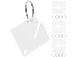 Conjunto de 60 Chaveiros Alipis com Argolas Liga Zinco, Conjuntos em Acrílico Branco, Versáteis e Fáceis Fixar
