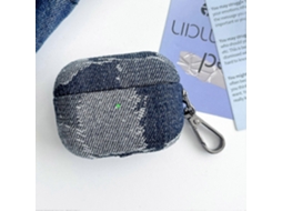 Capa protetora para fone de ouvido Bluetooth em tecido jeans com costura aparente GIECY