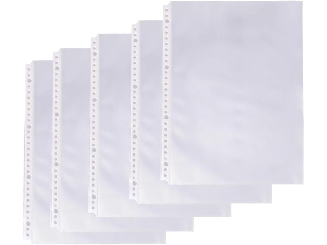 Pacote Com 100 Protetores De Página Transparentes, À Prova De Poeira E Água, Tamanho 9x12, Com 30 Furos, Documentos