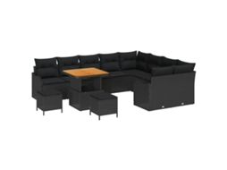 Conjunto 12 Conjunto De Móveis De Jardim Vidaxl Preto Vime Pe (80 X 80 X 71 Cm)