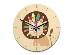 Relógio de Parede Infantil para Quarto Criança, Sala Estar, Desenho Animado Leão, 28 Cm , Adere Ço Fotos Berçário. GOKOCO (11 Polegadas)