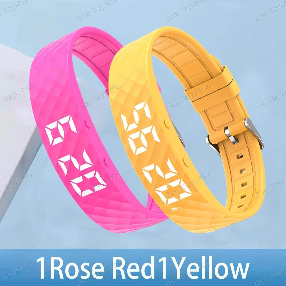 Rastreador de Atividades Físicas com Alarme Vibratório, Monitoramento do Sono e Pedômetro. MDUG (1 Vermelho, 1 Amarelo)