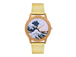 Relógio de quartzo analógico moderno para casa e pulseira casual feminina (ouro)